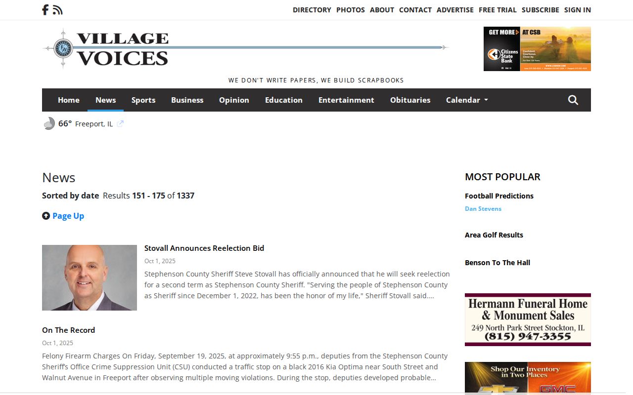 NWI Access and Village Voices local news page showing an On the Record reporting stream